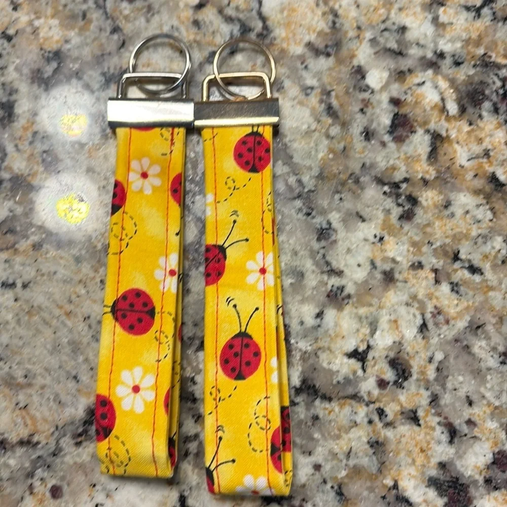 Hand crafted Yellow Ladybug Keychain/Wristlet for Kids or adults
